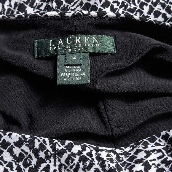 Lauren Ralph Lauren Sheath Dress Black White Size 14 Office Siren Polished - Picture 9 of 9